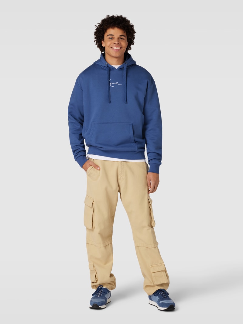 Hoodie mit Label-Stitching in dunkelblau