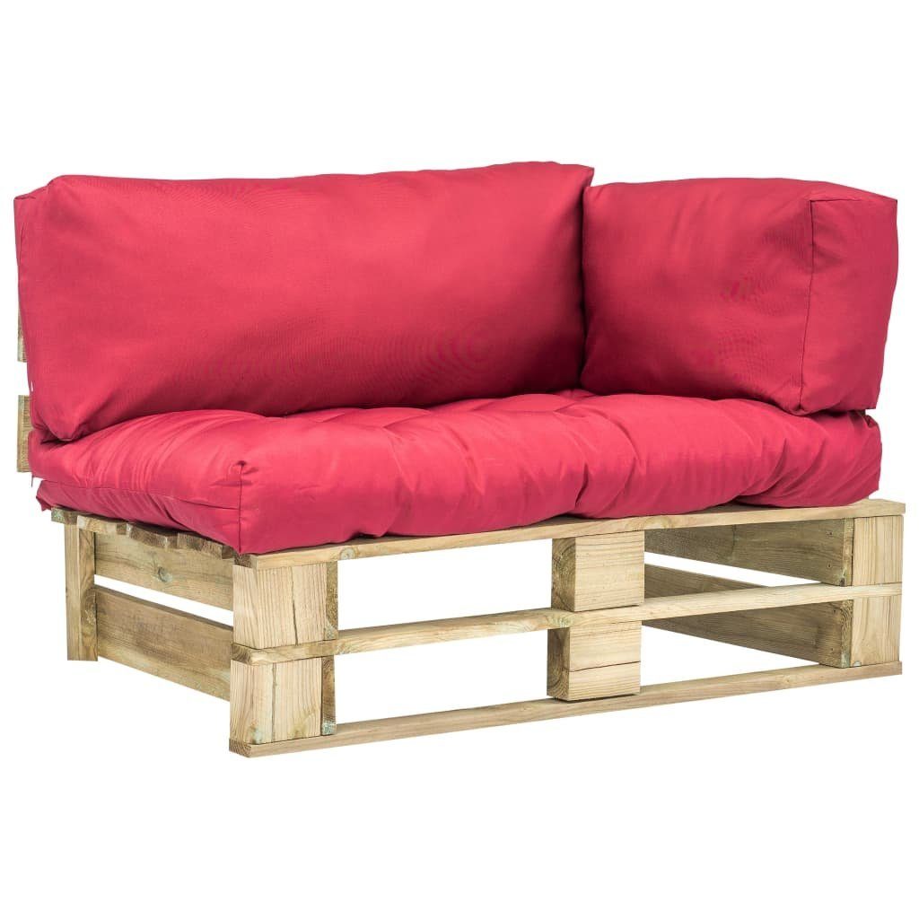 vidaXL Loungesofa Outdoor-Sofa Paletten mit Kissen in Rot Kiefernholz, 1 Teile