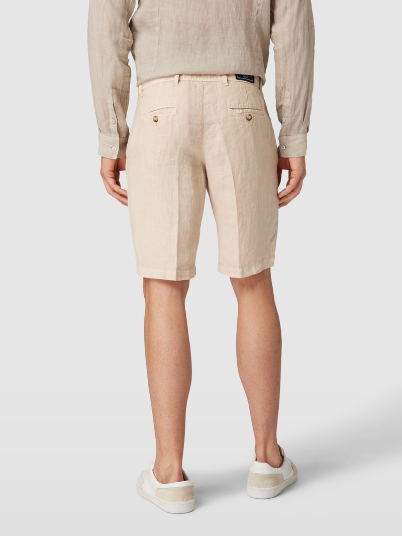 Bermudas aus Leinen mit französischer Eingrifftasche in beige