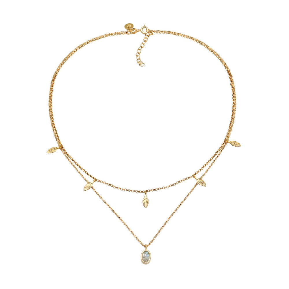Elli PREMIUM Elli PREMIUM Collier Pendentif plume pour dames Tendance estivale bohème avec lab collier