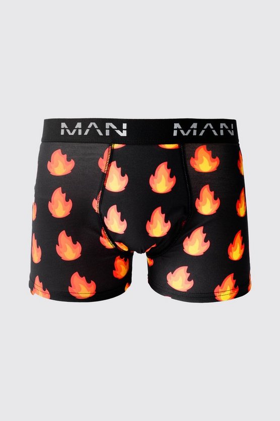 Man Boxershorts mit Flammen-Print