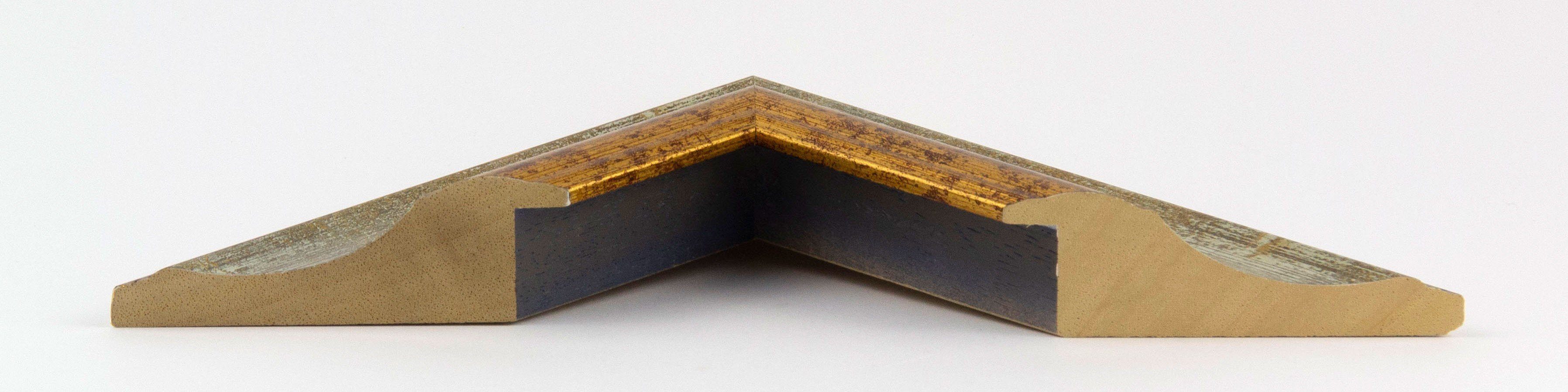 myposterframe Einzelrahmen Dysnomia Barock Farbig Bilderrahmen, (1 Stück), 21x26 cm, Türkis Gold, Echtholz