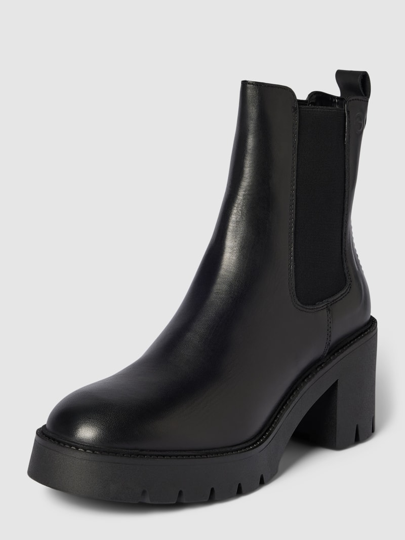 Stiefeletten mit Blockabsatz und profilierter Sohle in schwarz