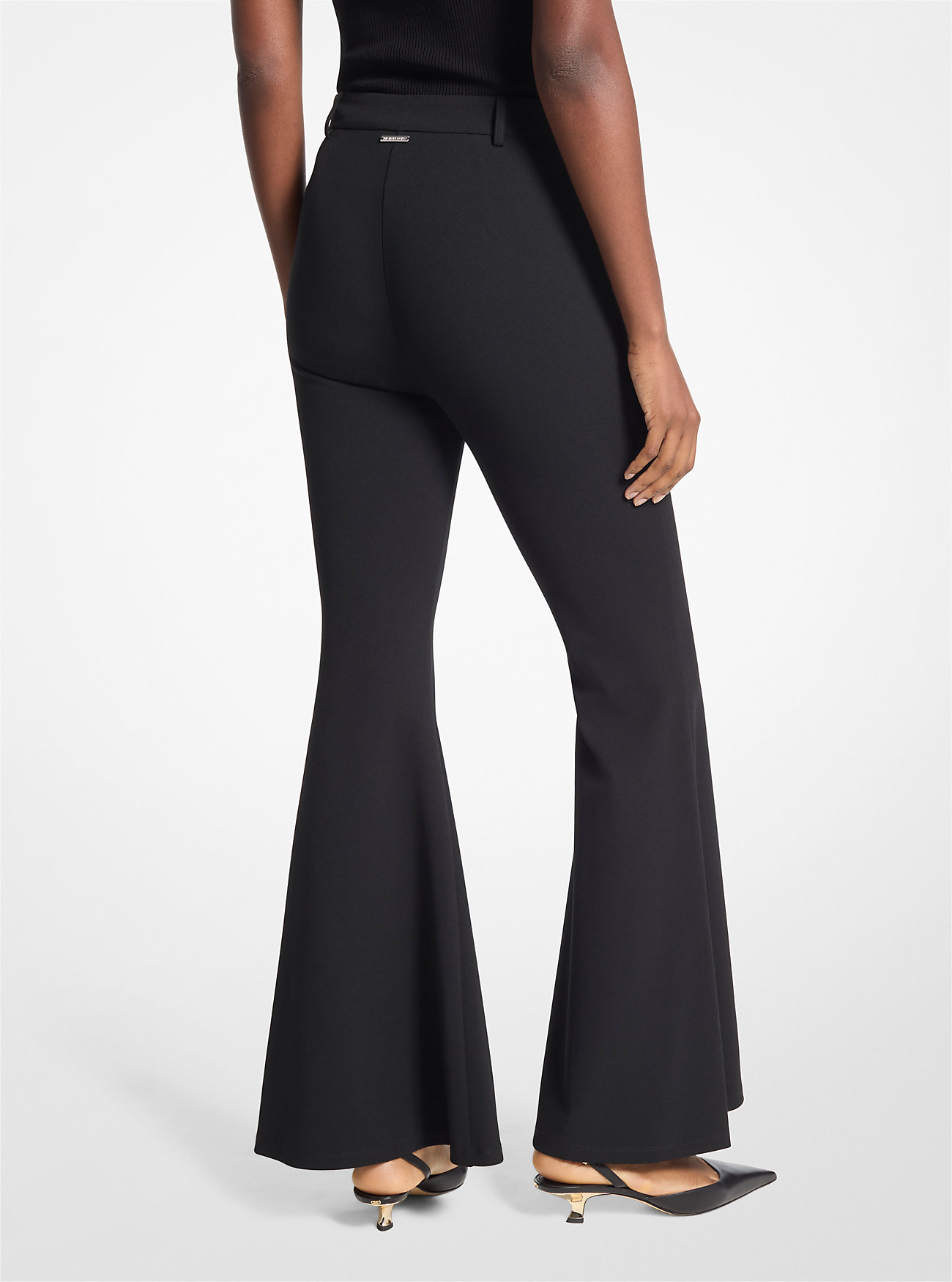 Stretch Crepe Flared Pant - BLACK