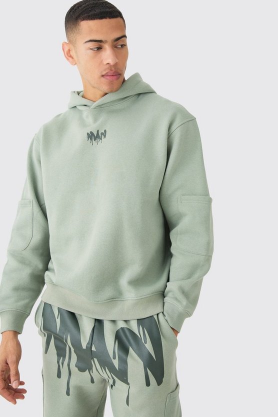Oversize Man Trainingsanzug mit Taschen und Kapuze