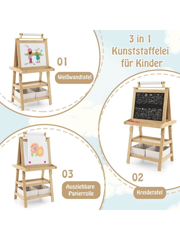 COSTWAY 3 in 1 Staffelei in Beige günstig kaufen 50 x 60 cm