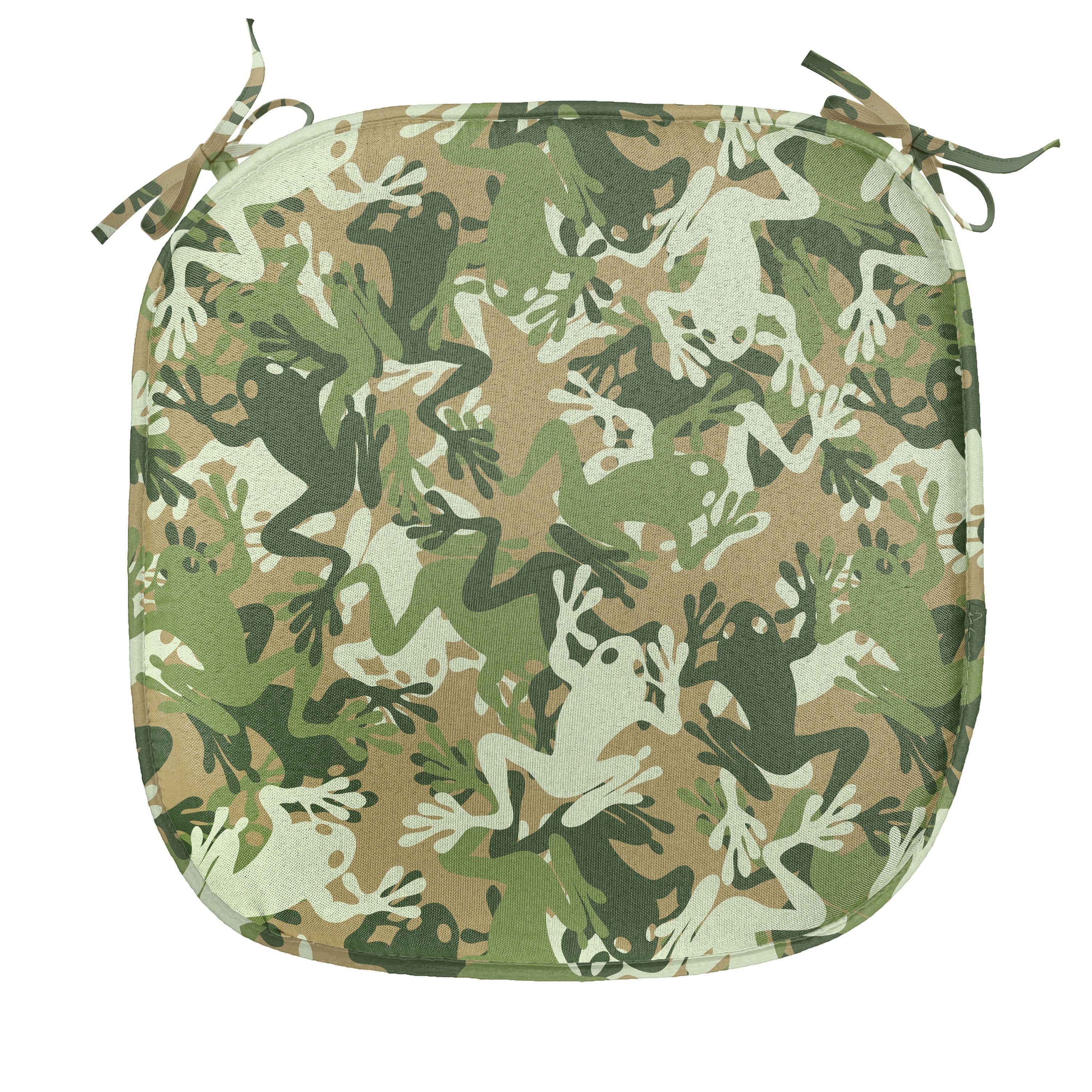 Abakuhaus Stuhlkissen Dekoratives wasserfestes Kissen mit Riemen für Küchensitze, Frosch Schädel-Camouflage-Design
