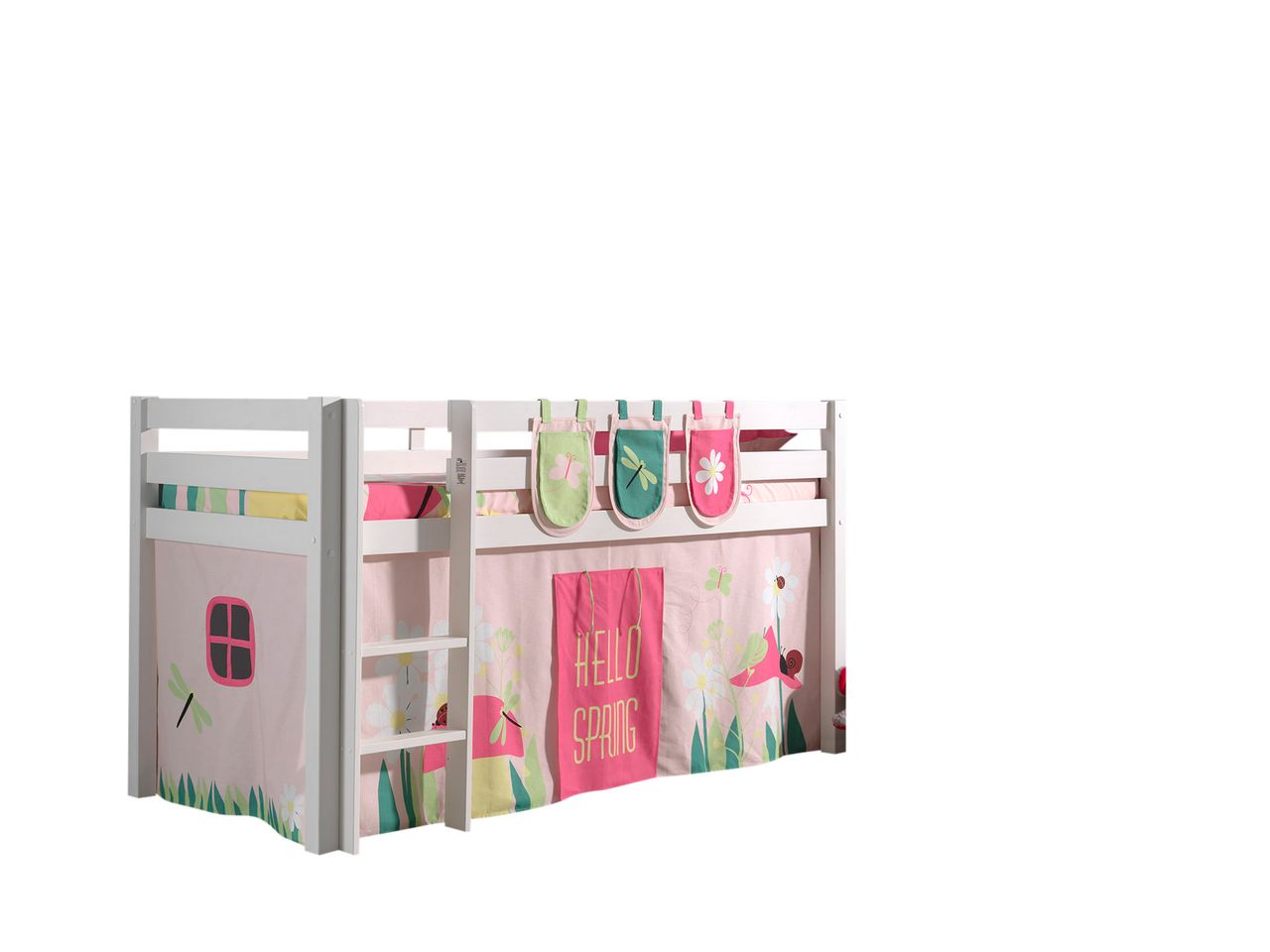 VIPACK Spielbett Pino mit Textilset Vorhang und 3 Taschen 