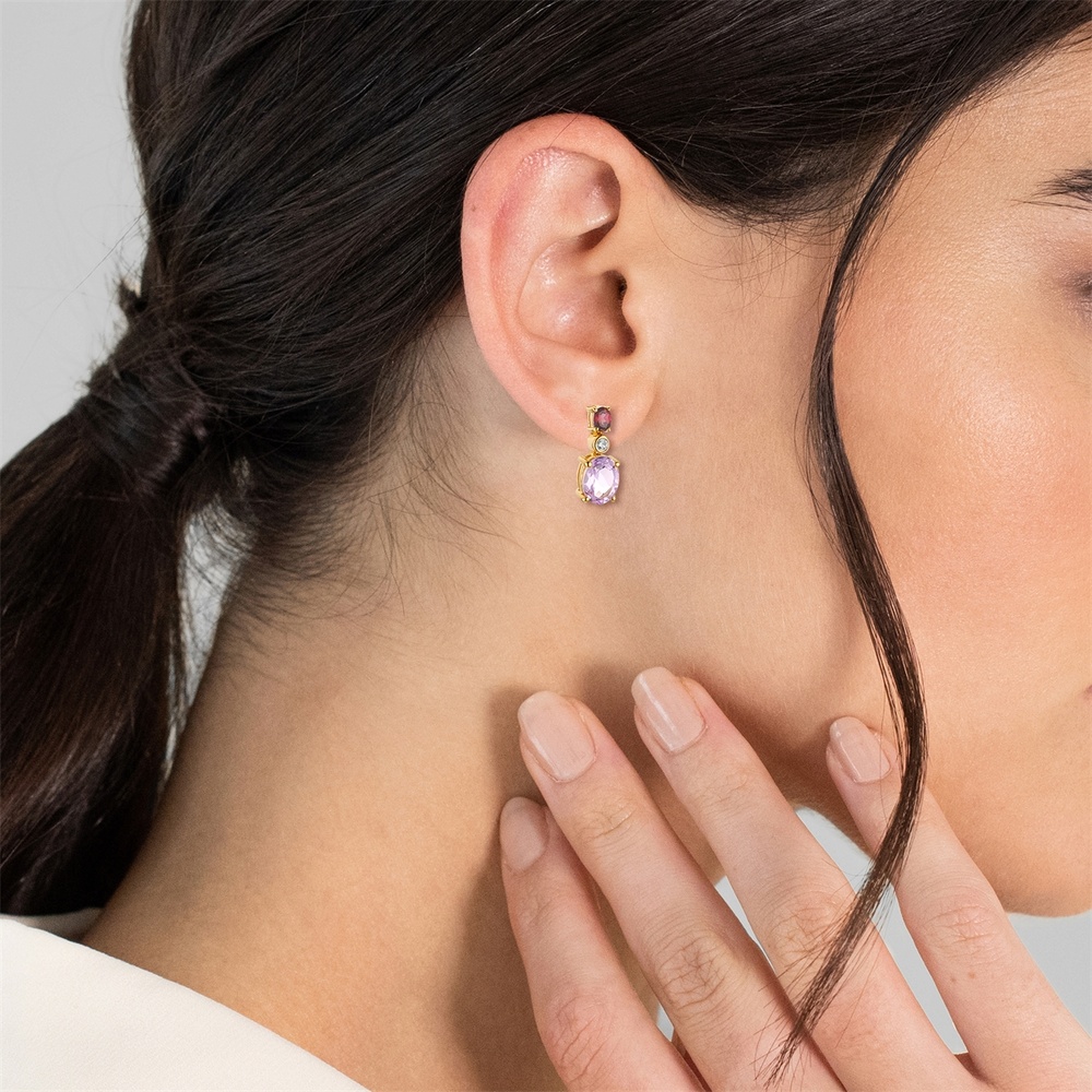 Rafaela Donata Boucles doreilles Argent sterling Améthyste en Or jaune Bijoux