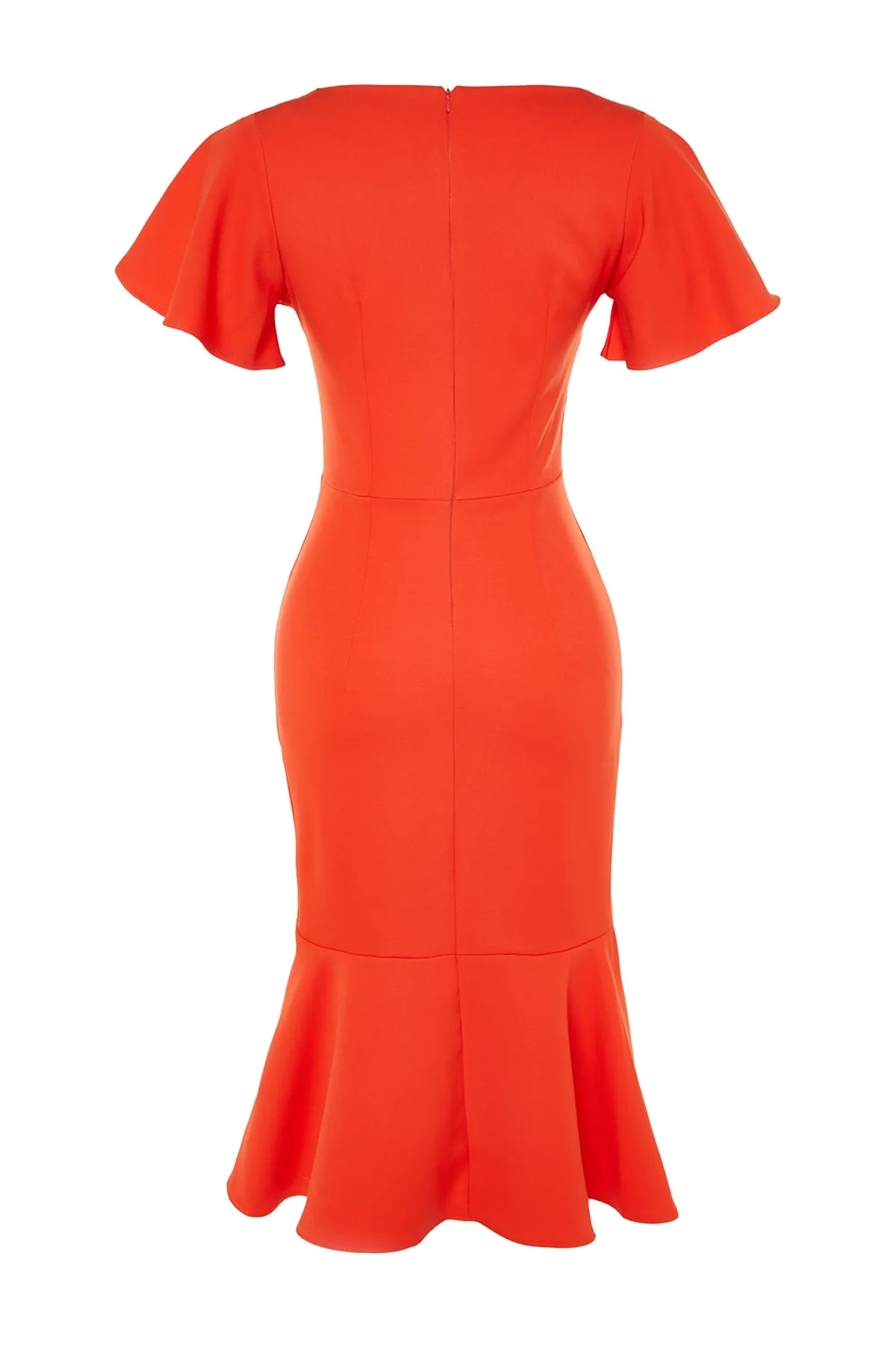 Trendyol Collection  Midi-Webkleid mit Volant und Granatapfelblüten, figurbetont TWOSS20EL1342