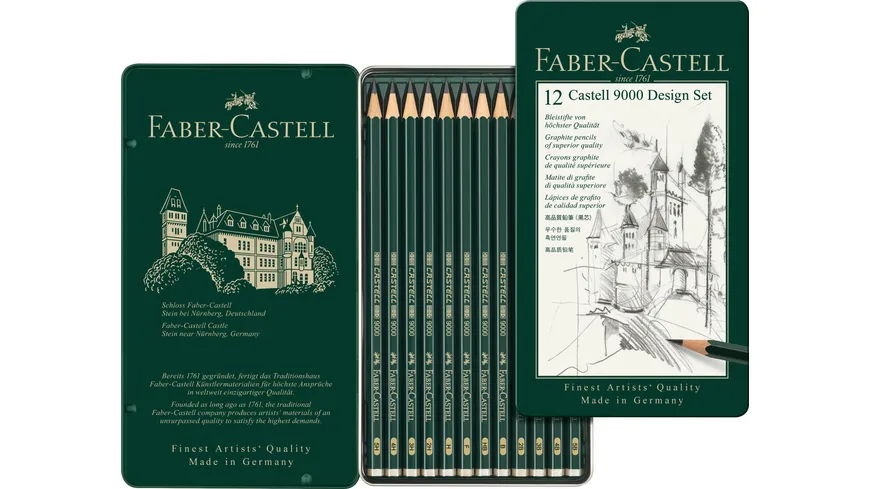 FABER-CASTELL Bleistift Castell 9000 12er Design-Set