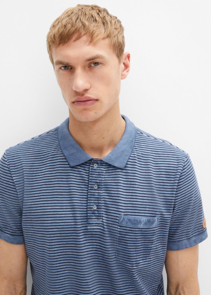 Poloshirt in gewaschener Optik, Kurzarm