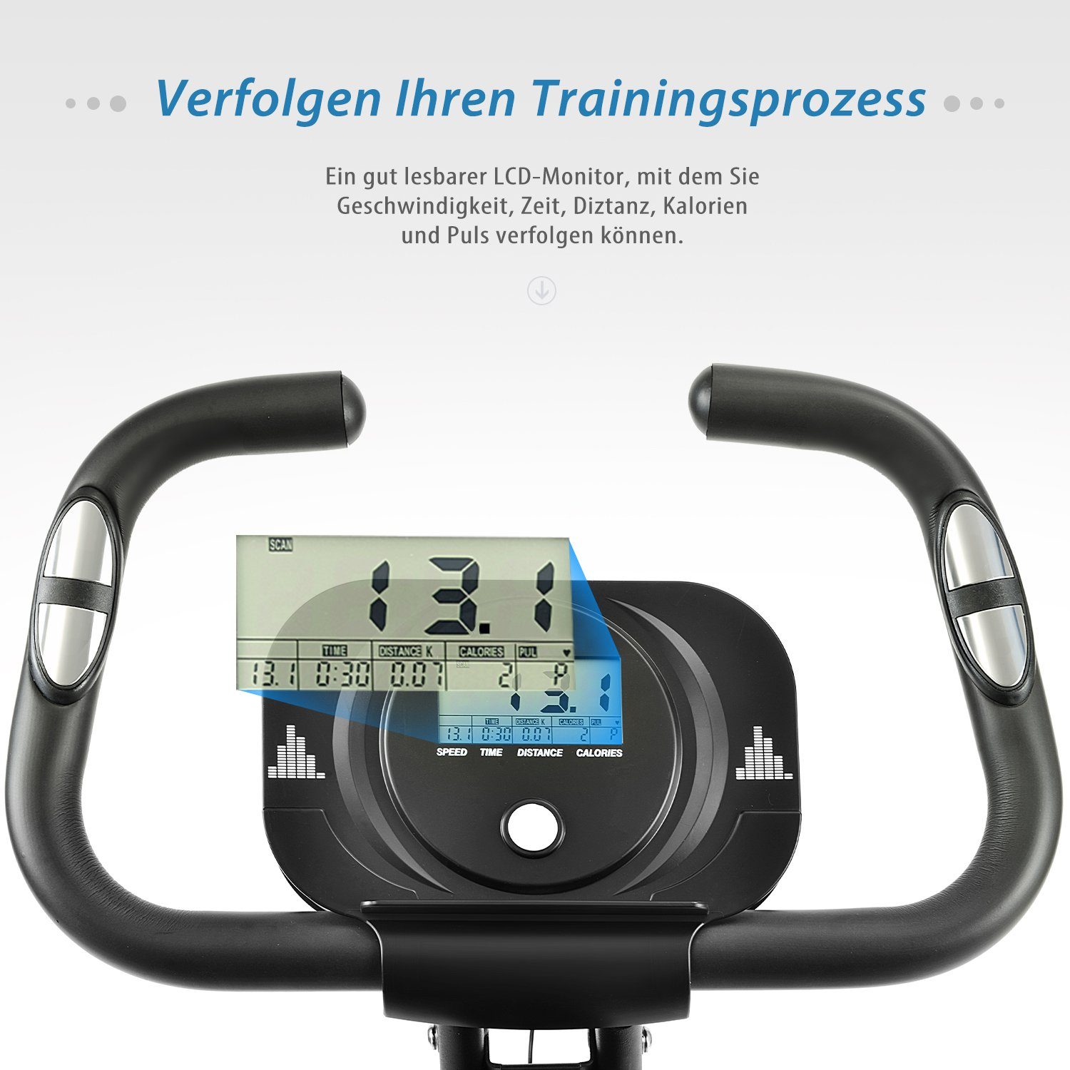 WISHDOR Heimtrainer Magnetisch faltbares Fitnessfahrrad (Der klare digitale Monitor, 4-in-1-Fitnessdesigns), Verbesserte Spannkraftregelung Ultrakompaktes Design