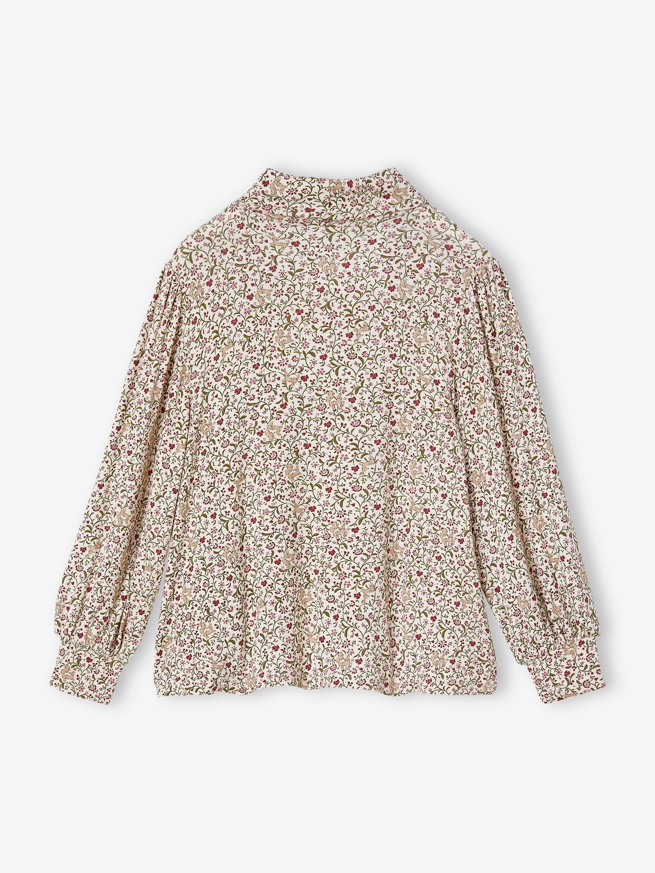 Sous-pull imprimé fille beige poudré