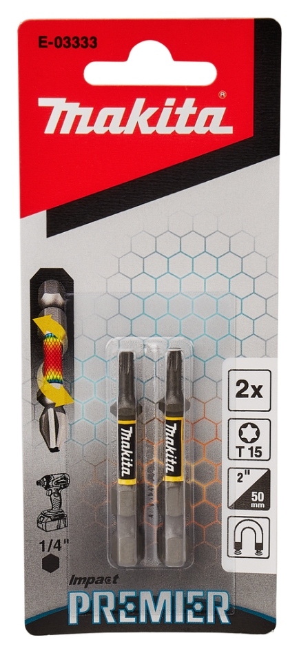 Makita dodatki E-03333 udarni izvijačni nastavek T15x50mm XTT Impact Premier, 2 kosa