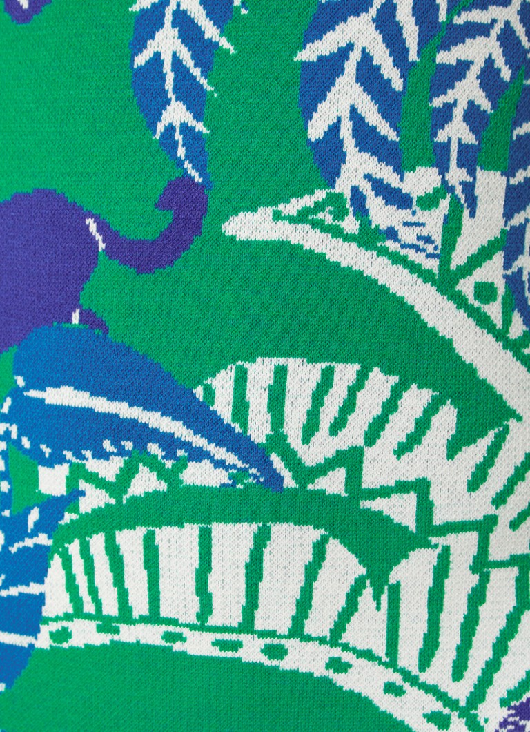 Φόρεμα Farm Rio Jungle με Στάμπα Panther Leaf και Λεπτή Πλεκτή Μίντι Φόρεμα με έναν Ώμο