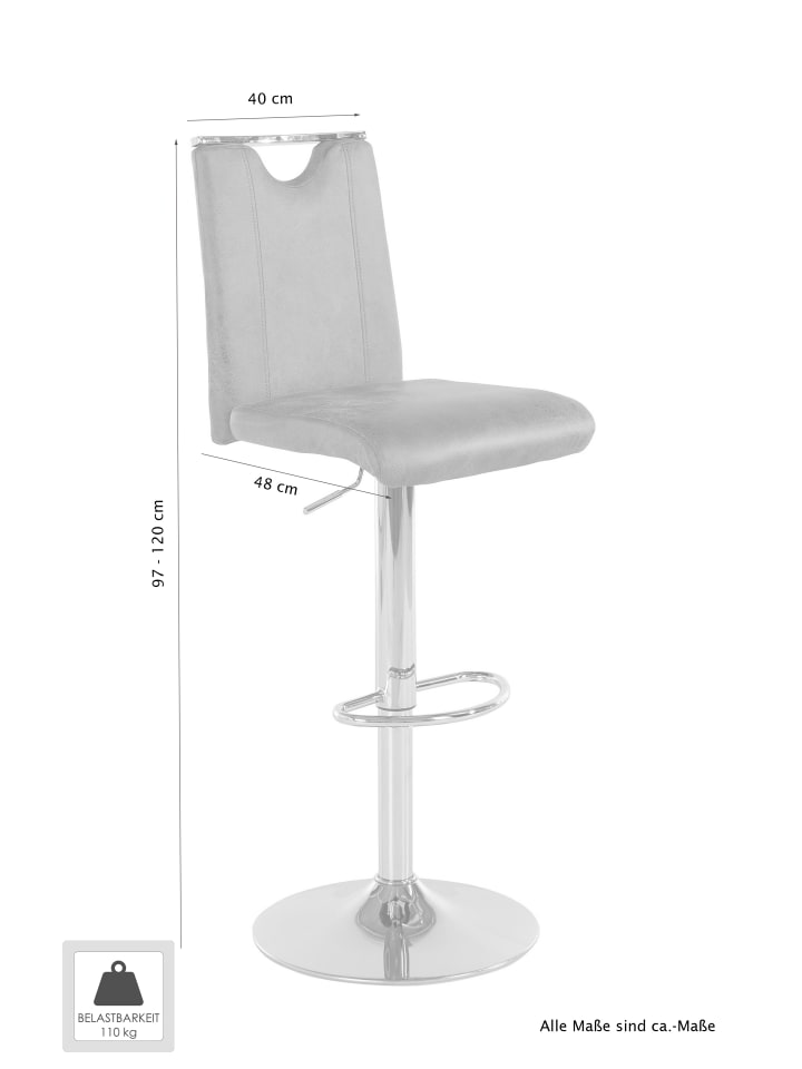 byLiving 2er-Set: Barstuhl Fire in Braun - 40 (B) x 48 (L) x 94,5-117,5 (H) cm günstig kaufen onesize