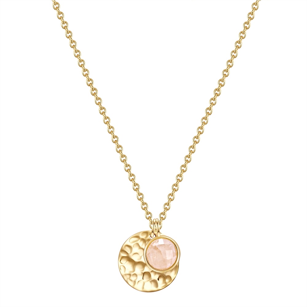 Glanzstücke München Collier en argent Cercle Argent sterling Quartz rose en Or jaune collier