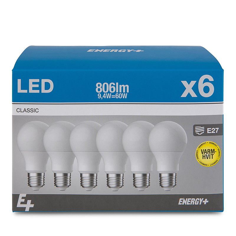 Energy Lyspære LED 806 lm 6-pk klassisk matt E27 A60 E