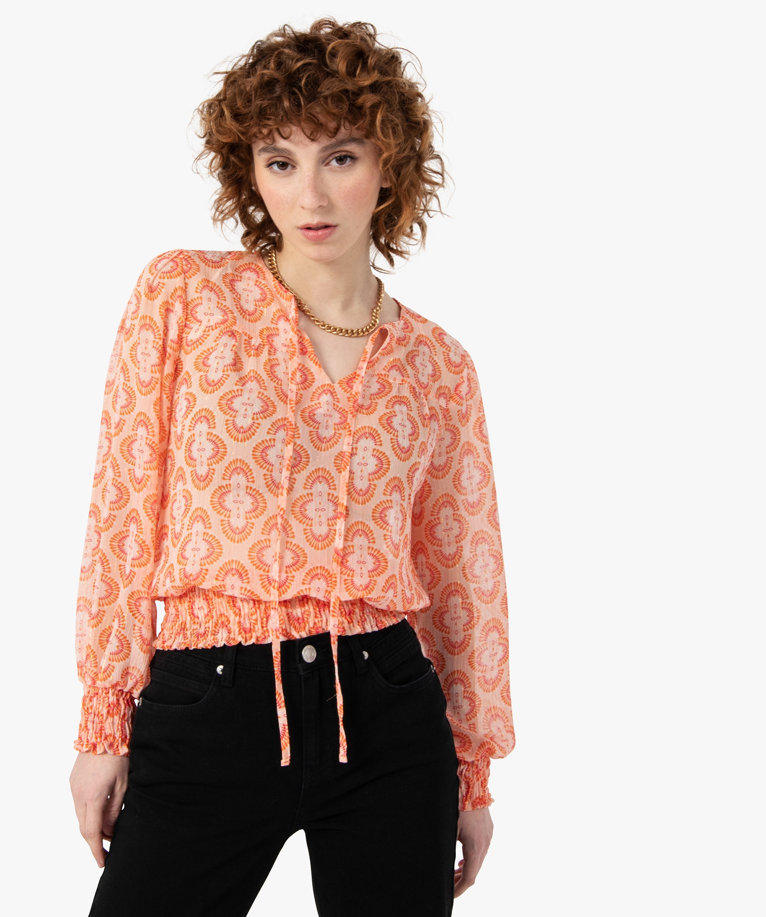 Blouse femme imprimée à manches longues imprime | GEMO