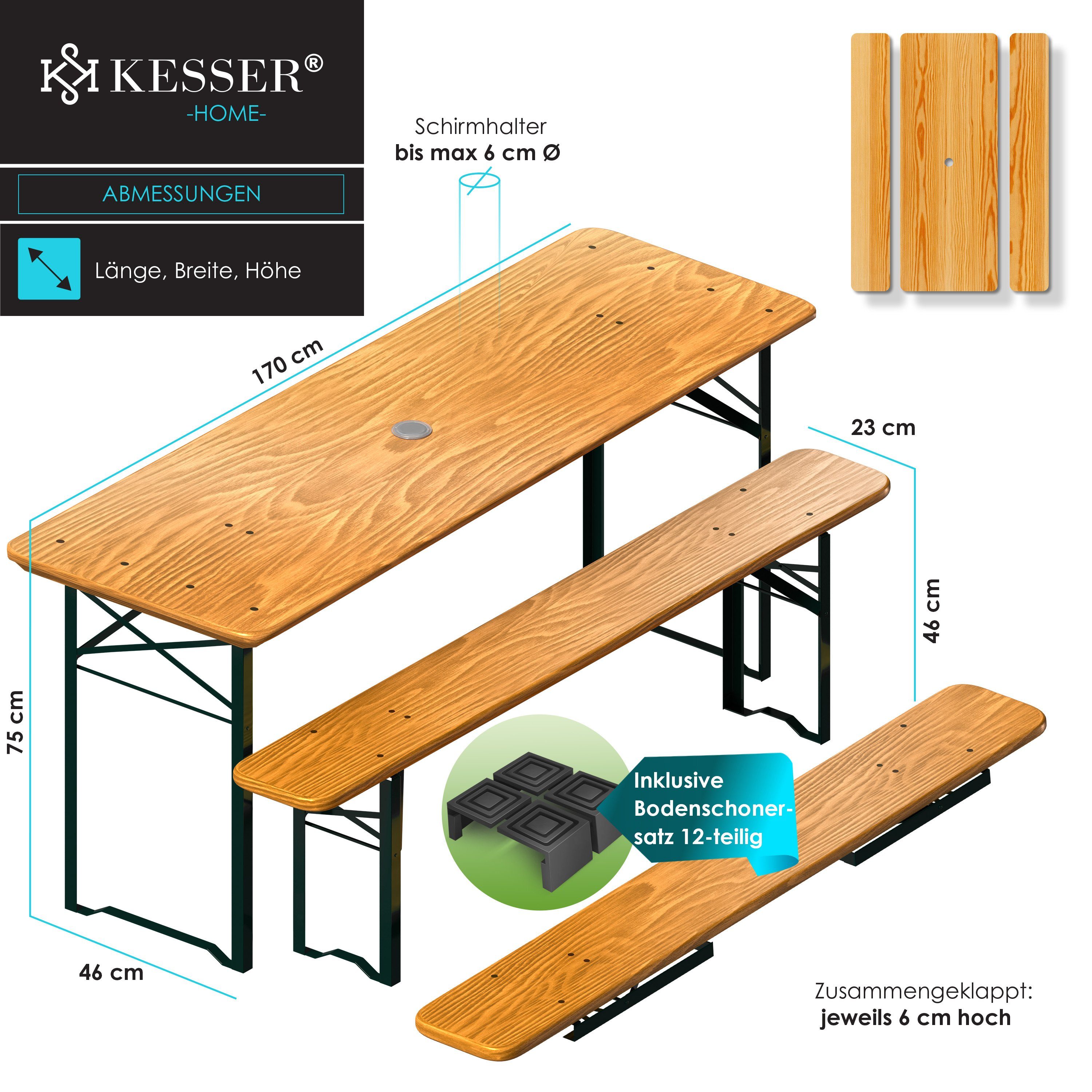 KESSER Bierzeltgarnitur, Bierzeltgarnitur teilig Gartenmöbel-Set Klappbar