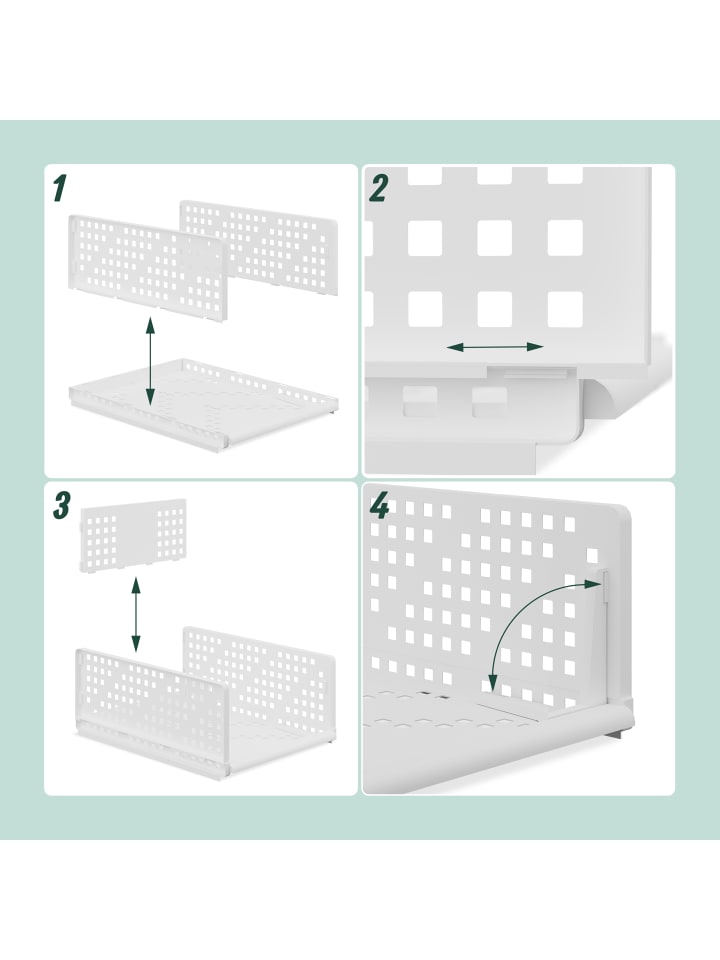 relaxdays 3 x Schrank Organizer in Weiß - (B)33,5 x (H)13 x (T)43,5 cm günstig kaufen onesize