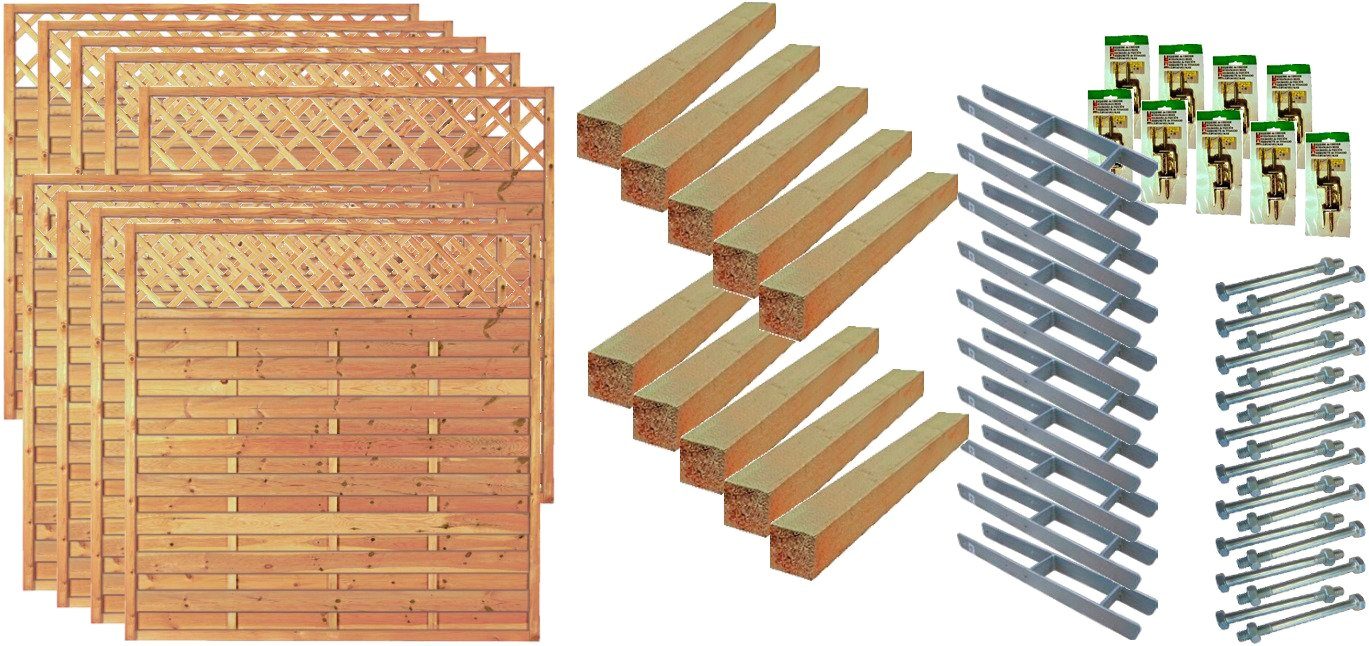 Tetzner & Jentzsch Dichtzaun Memphis 7, (Set), 9 Elemente, LxH: 1710x180 cm