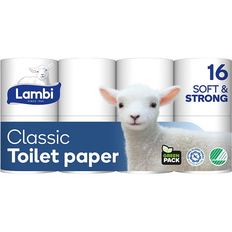 Lambi Toalettpapir 16-pk hvit Lambi