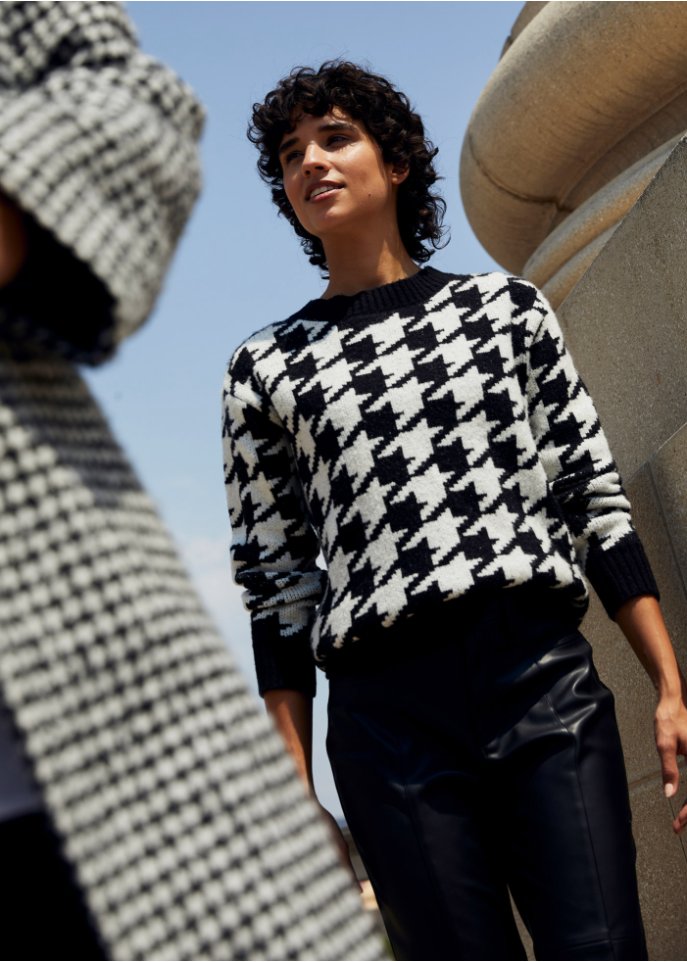 Strick-Pullover mit Rundhalsausschnitt