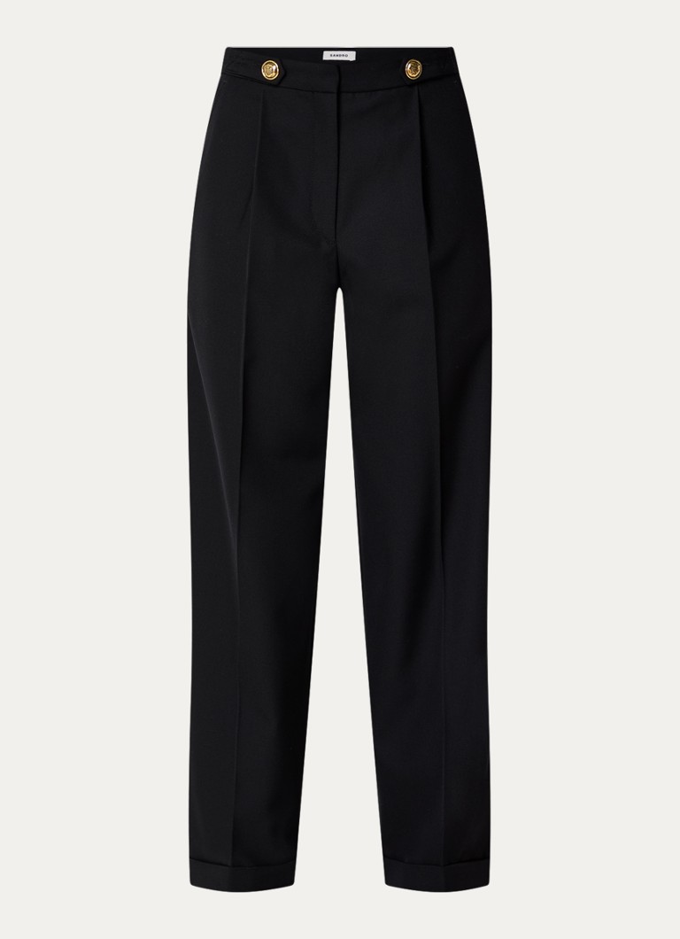 Sandro high-waisted straight-fit trousers in wool blend with side pockets