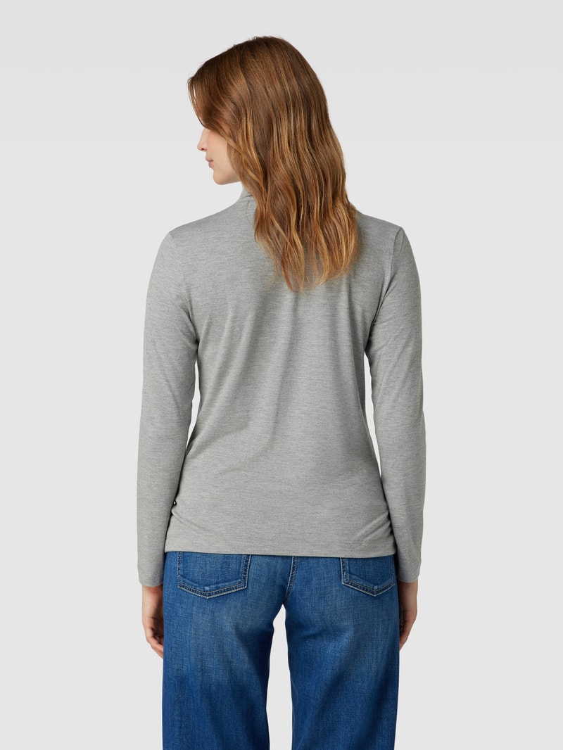 Longsleeve mit Rollkragen in dunkelgrau meliert
