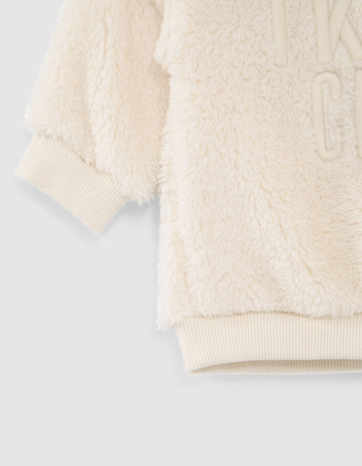 Sweat beige Sherpa avec nylon kaki épaules bébé garçon
