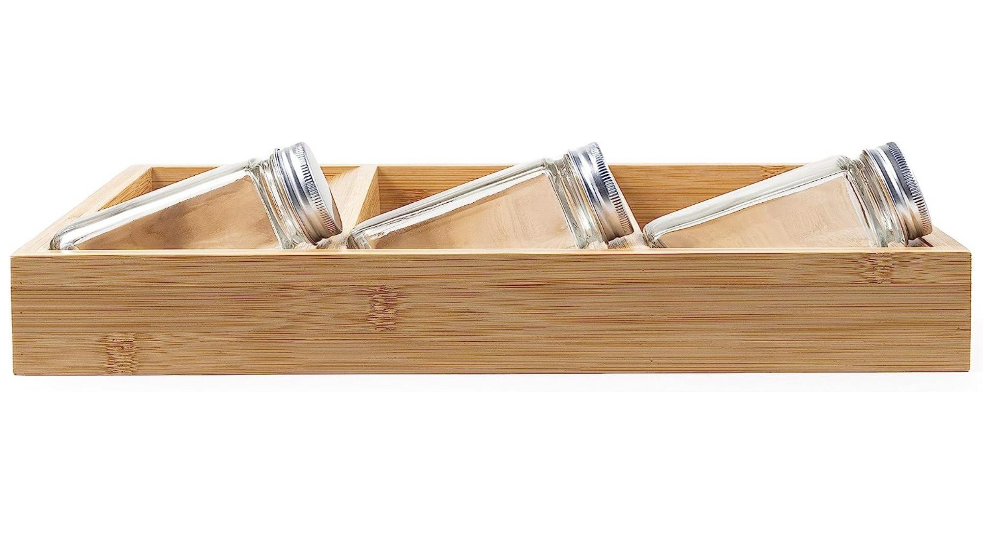 Hanseküche Gewürzregal Gewürzregal liegend, Gewürzregal liegend mit 3 Fächern 1-tlg., Optimaler Organisierer mit Platz für 15 Gewürzgläser mit 120 ml