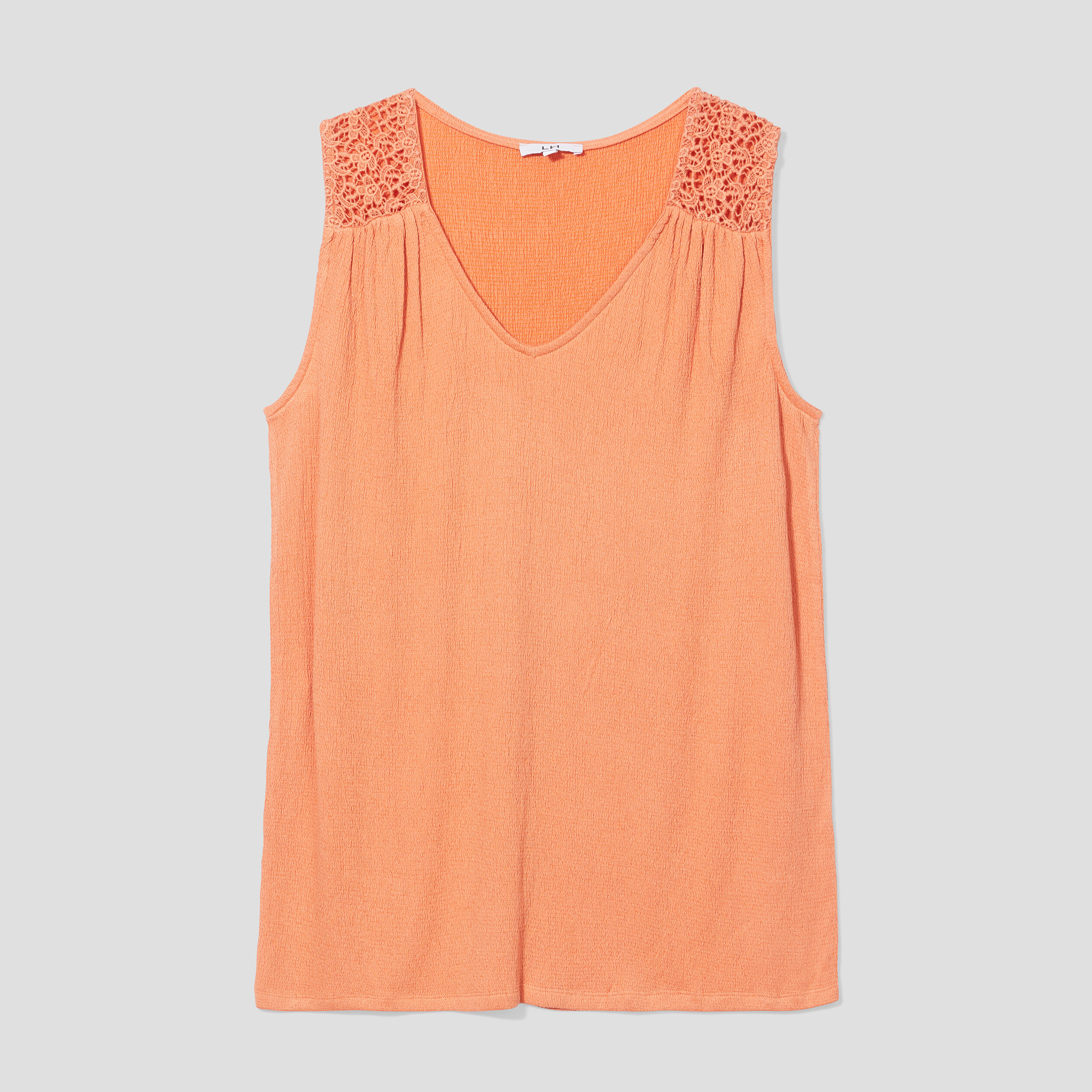Débardeur épaules macramé col en V orange corail femme | La Halle