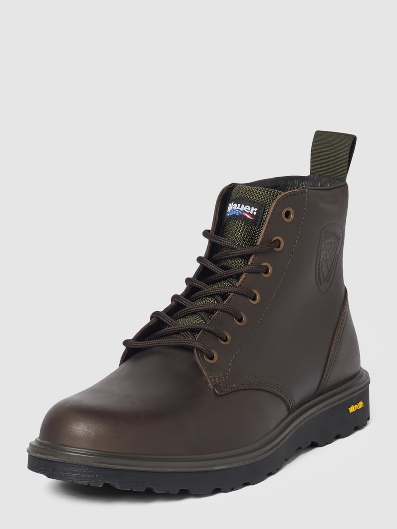Ankle-Boots mit Label-Detail in dunkelbraun