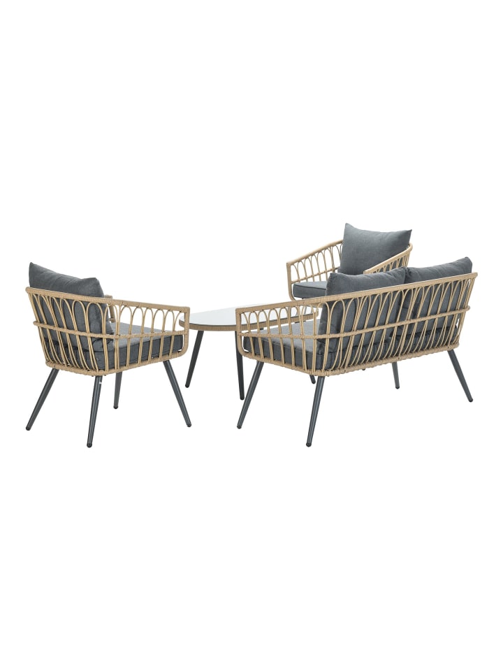 GMD Living Gartenmöbel Sitzgruppe Set FRANKLIN in Farbe Grau günstig kaufen onesize