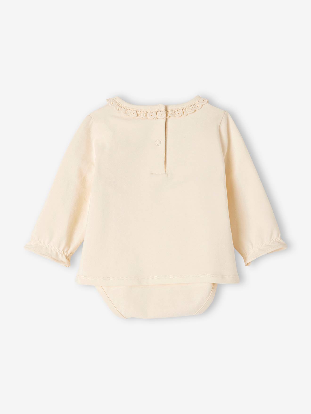 T-shirt body bébé manches longues écru