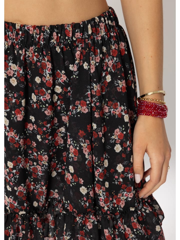 SASSYCLASSY Volants Rock mit Rüschen in Schwarz, Rot günstig kaufen S