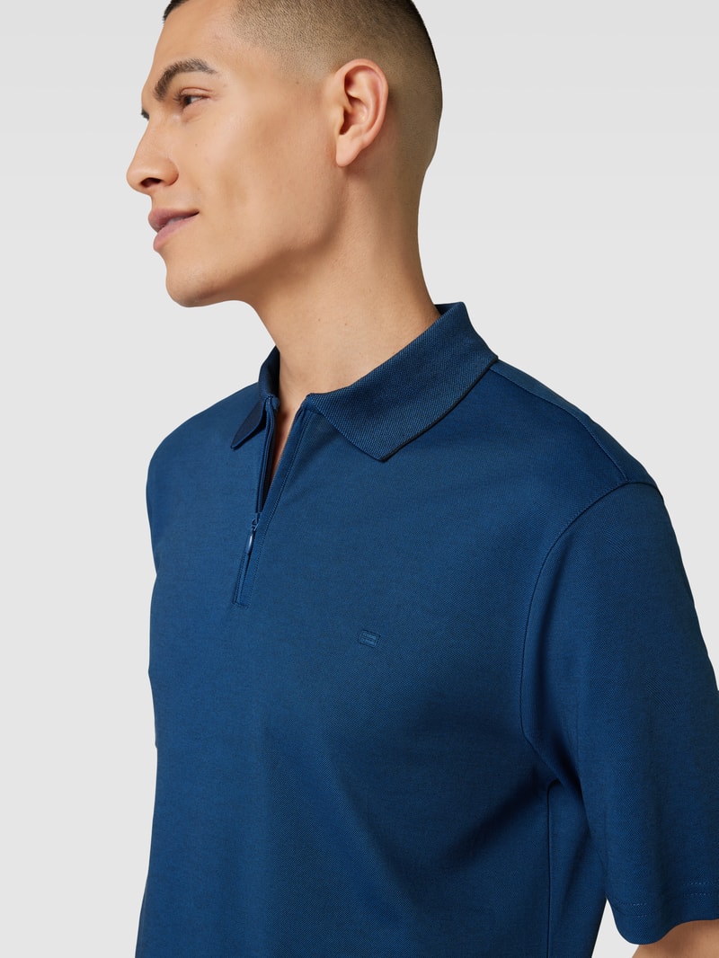 Poloshirt mit Reißverschluss in dunkelblau