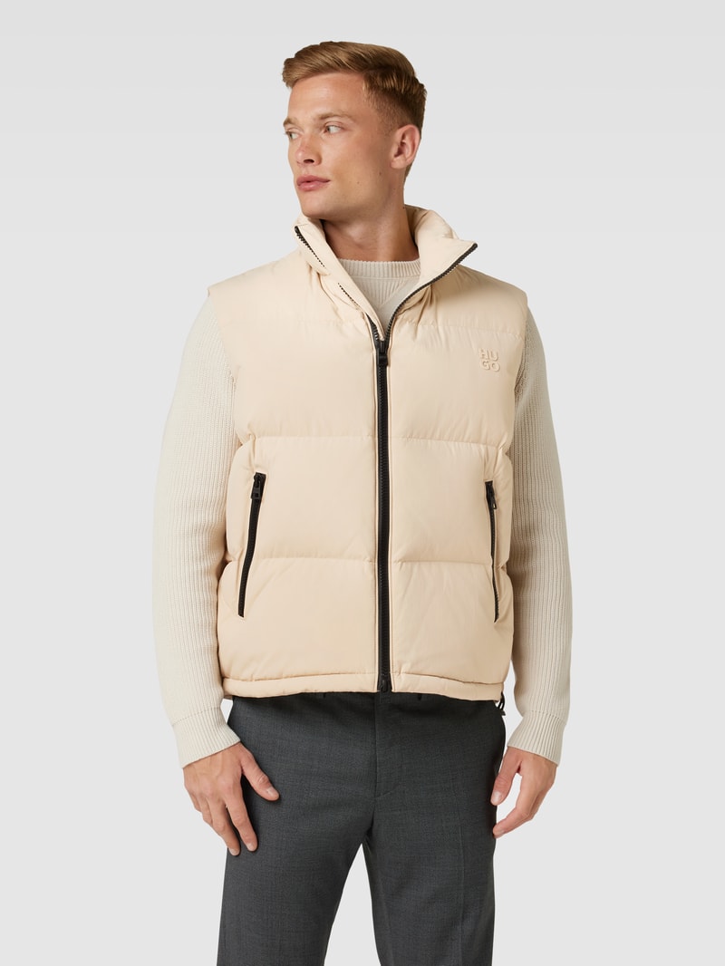 Daunenweste mit Label-Detail Modell 'BIRONTINO' in beige