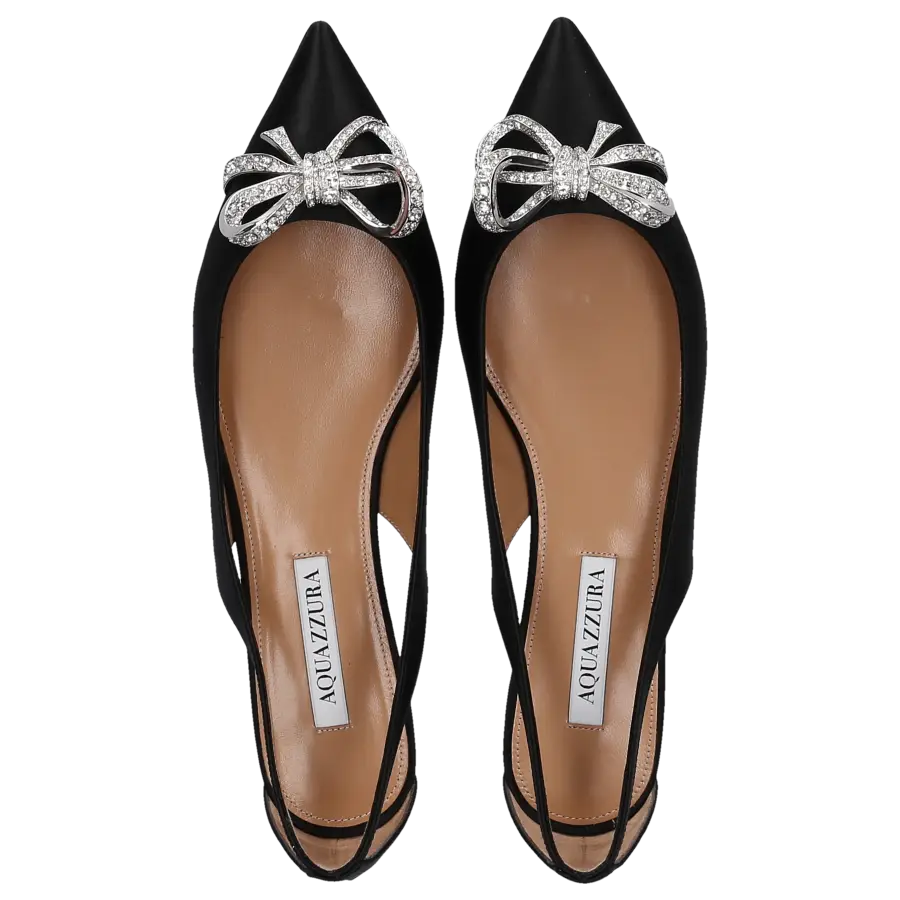 Aquazzura - Brautschuhe BABE FLAT Satin - schwarz
