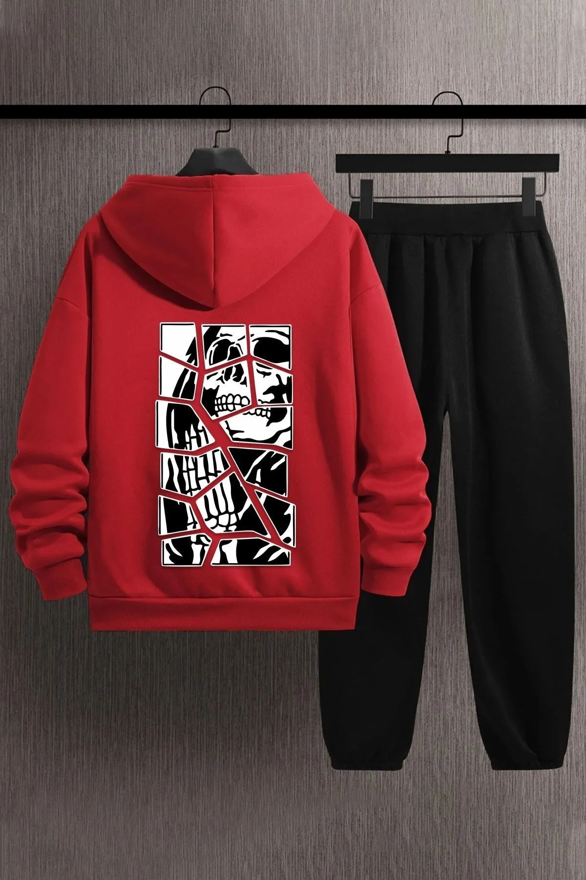 uyguntarz  Unisex-Trainingsanzug-Set mit Totenkopf-Print
