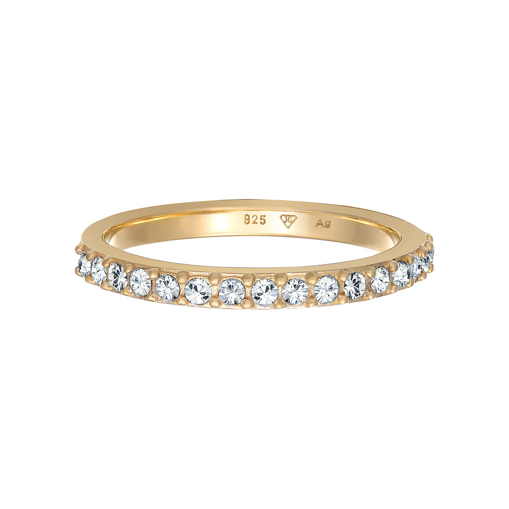 Elli Elli Bague Femmes Bande Mémoire élégant avec Cristal en Argent Sterling 925 Bague