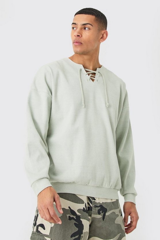 Gerippter Oversize Hockey-Pullover