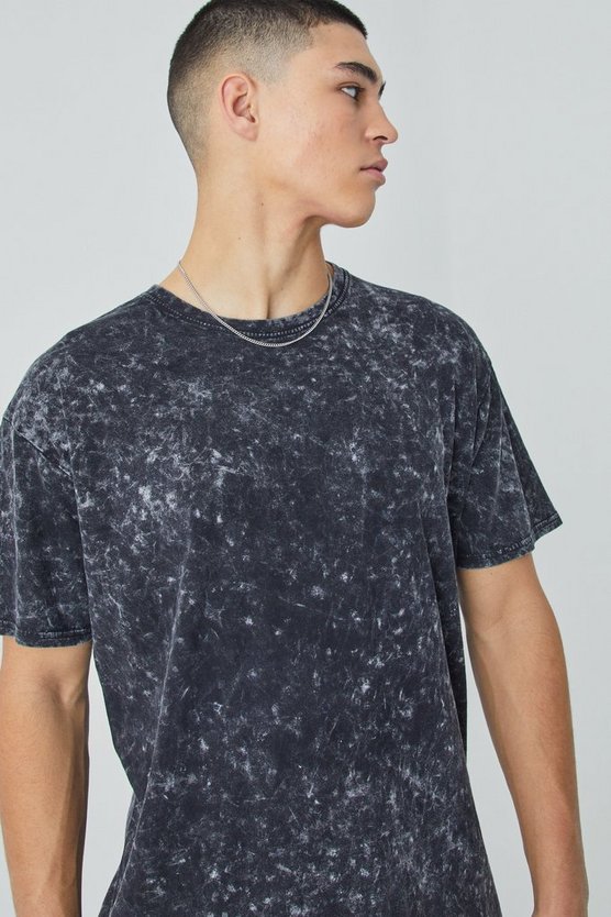 Oversize T-Shirt mit Acid-Waschung und Print
