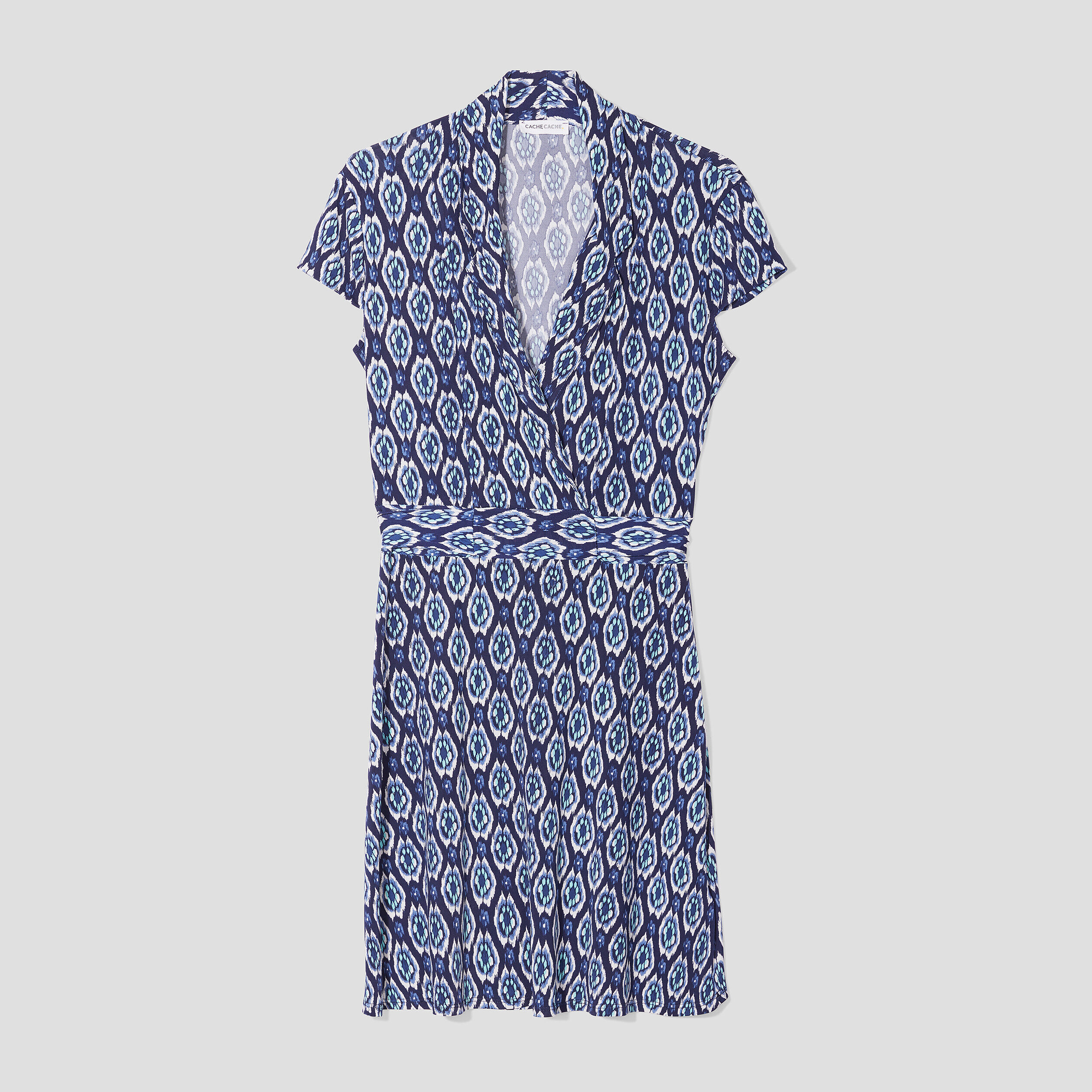 Robe évasée bandes à nouer bleu marine femme | Cache Cache