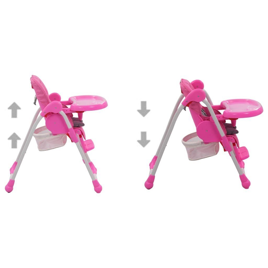 vidaXL Kombihochstuhl Babystuhl Hochstuhl Babysitz Kinderstuhl Kunststoff Rosa und Grau mit