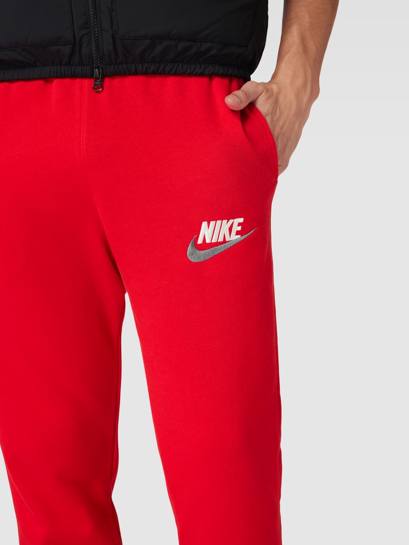 Sweatpants mit Label-Stitching in rot