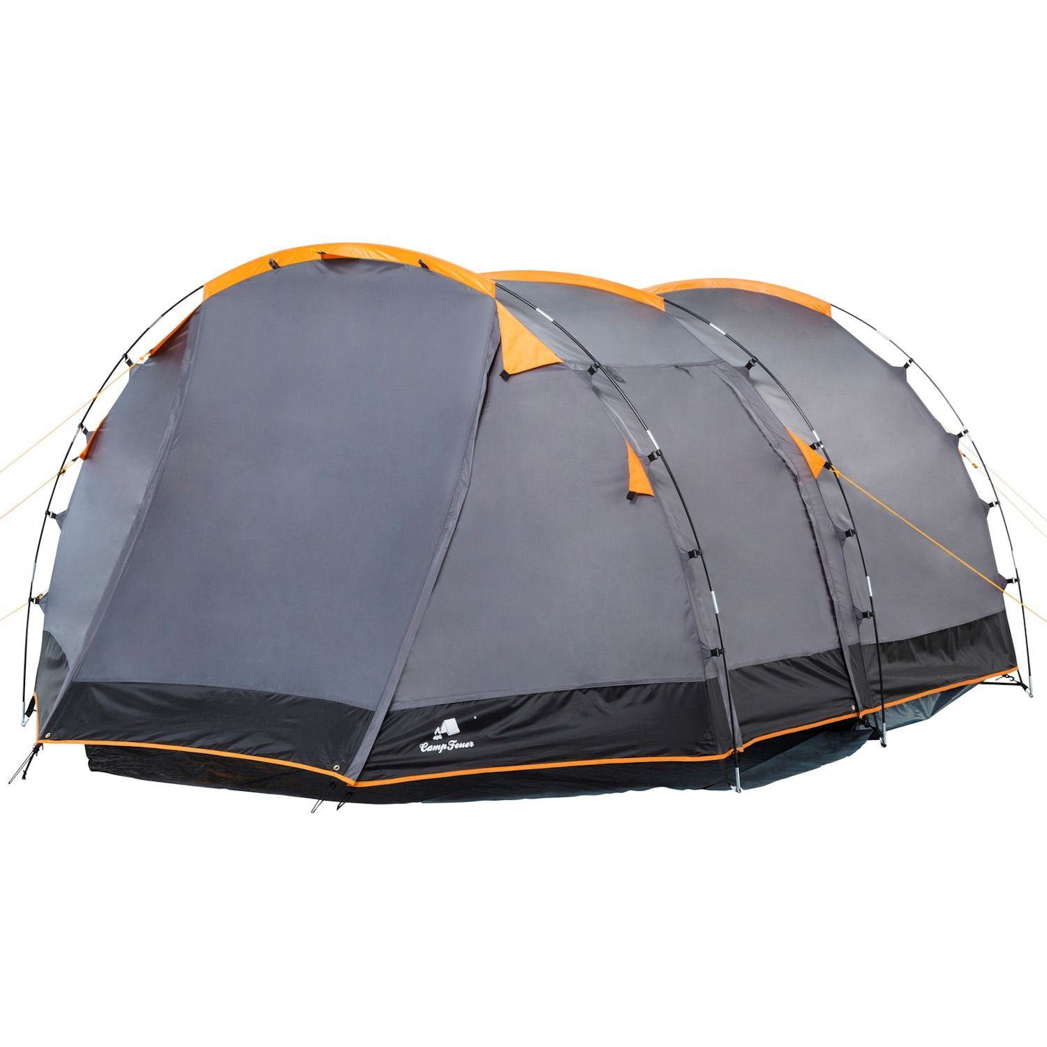 CampFeuer Kuppelzelt Zelt Super+ für 4 Personen, Grau / Schwarz, 3000 mm Wassersäule, Personen: 4