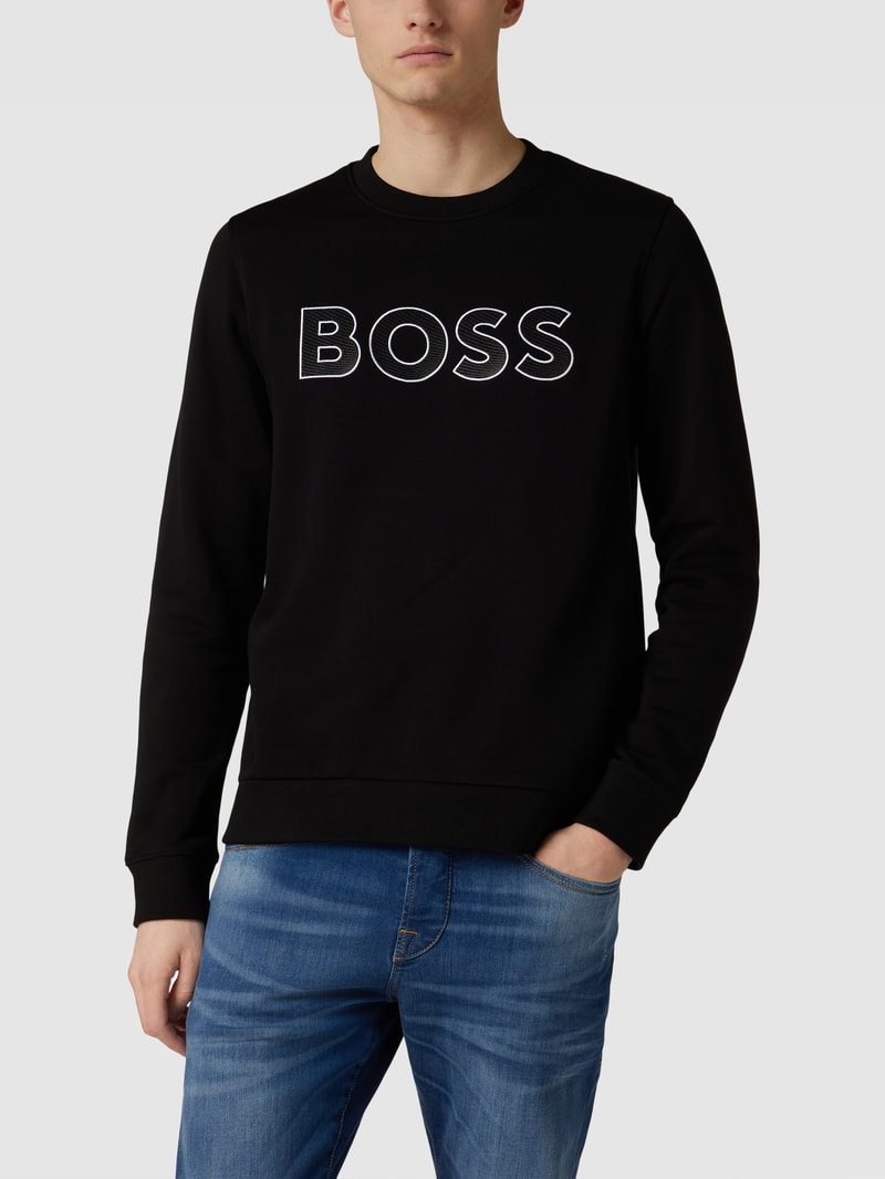 Sweatshirt mit Label-Stitching Modell 'Salbo' in schwarz